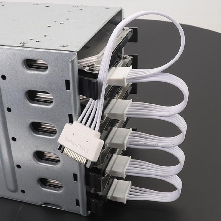 15Pin SATAs Male to 5 Female Power Splitter Cable for Optimizing HDD SSDs and Opticals Drive Use