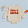 Citgeett Autumn Halloween Infant Baby Girl Jumpsuit Long Sleeve Letter Pumpkin Embroidery Bodysuit Fall Clothes