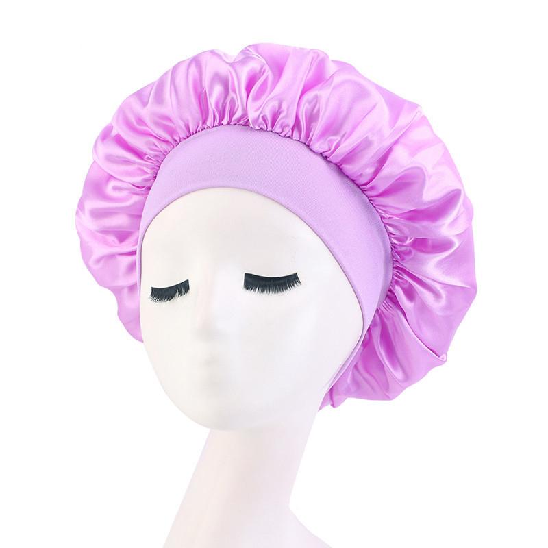 Soft Silk Hair Bonnet With Wide Band Comfortable Night Sleep Hat Hair Loss Cap