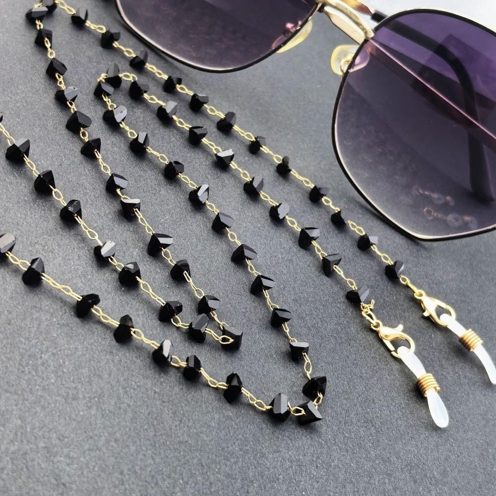 

Triangle Crystal Eyeglass Holder Eyeglasses Necklace Nonslip Sunglasses Mask Chain Anti Drop Glasses Chain Eye Accessories чёрный