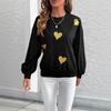 New Autumn Romantic and Sweet Style Loose Round-neck Long-sleeved Sweatshirt with Heart Print