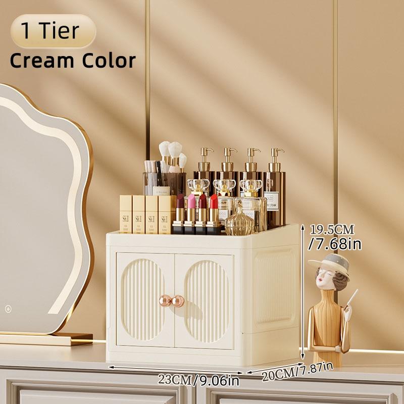 Foldable Desktop Makeup Organizer Multi-Layer Storage Cabinet Large Capacity for Cosmetics Toiletries Books