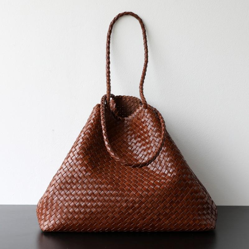 Handwoven Full-Grain Leather Tote Bag Women Large Capacity Vintage Chic Office In Soft Supple Cowhide