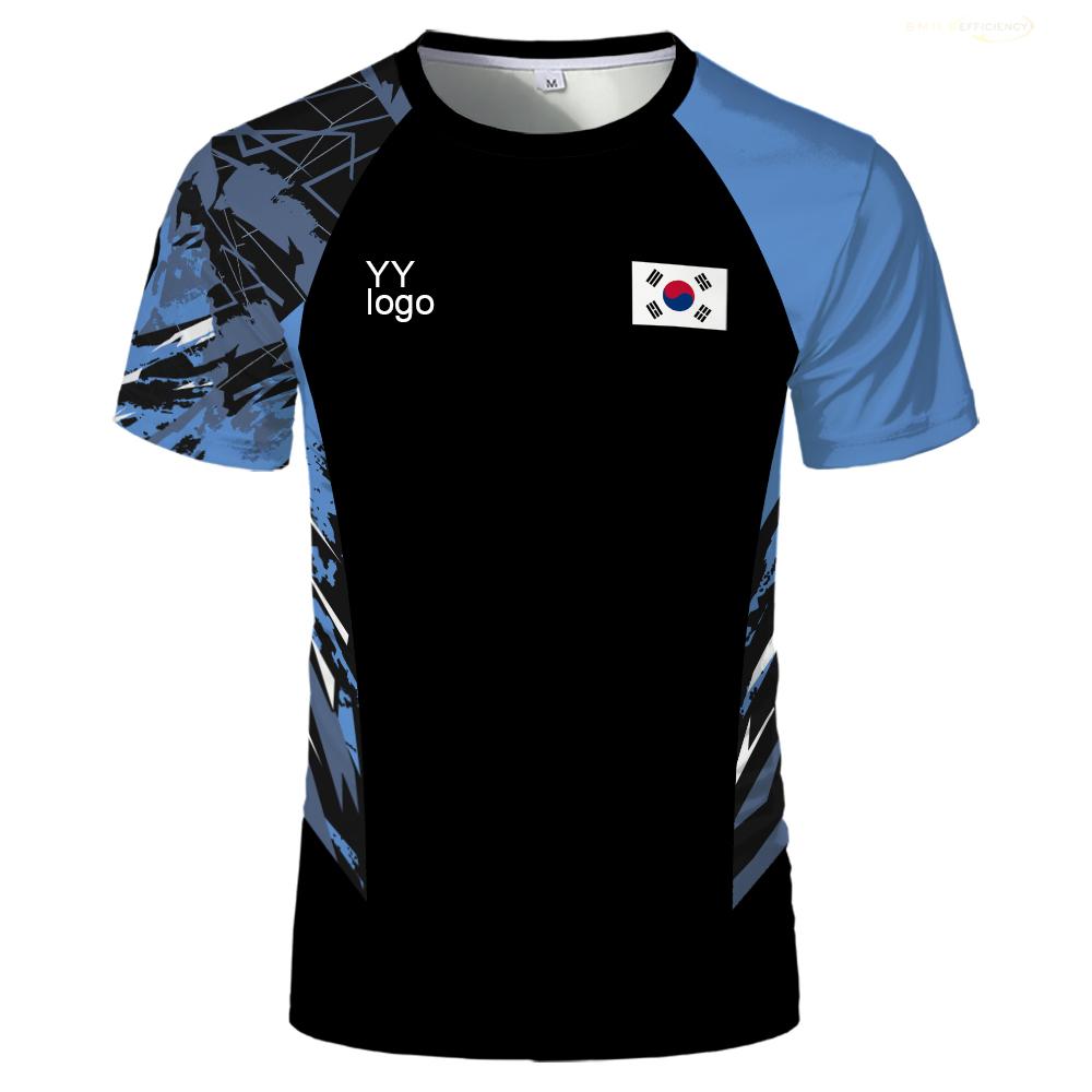 YY Logo Badminton Clothes T-shirt Sports Quick Dry Padel Tennis Uniform Men's South Korea Team Competition Jersey Clothing