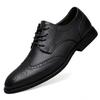 Men's British Style Formal Brogue Leather Shoes - Large Size Casual Shoes for Business