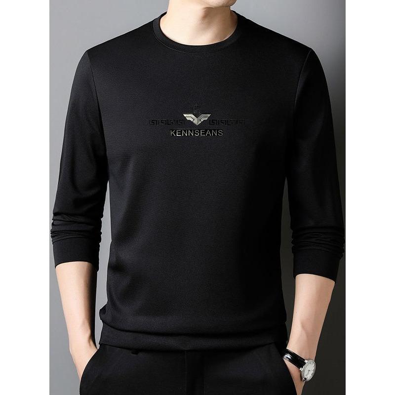 Autumn New Long-Sleeved T-shirt Men's Round Neck Bottoming Shirt Solid Color Trendy Brand Small Shirt Korean Style Fashion Versatile Top