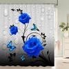 Jy01Pink Roses Flowers And Butterflies Shower Curtain Print Modern Nordic Minimalist Polyster Home Decor Bathroom Curtain With@1