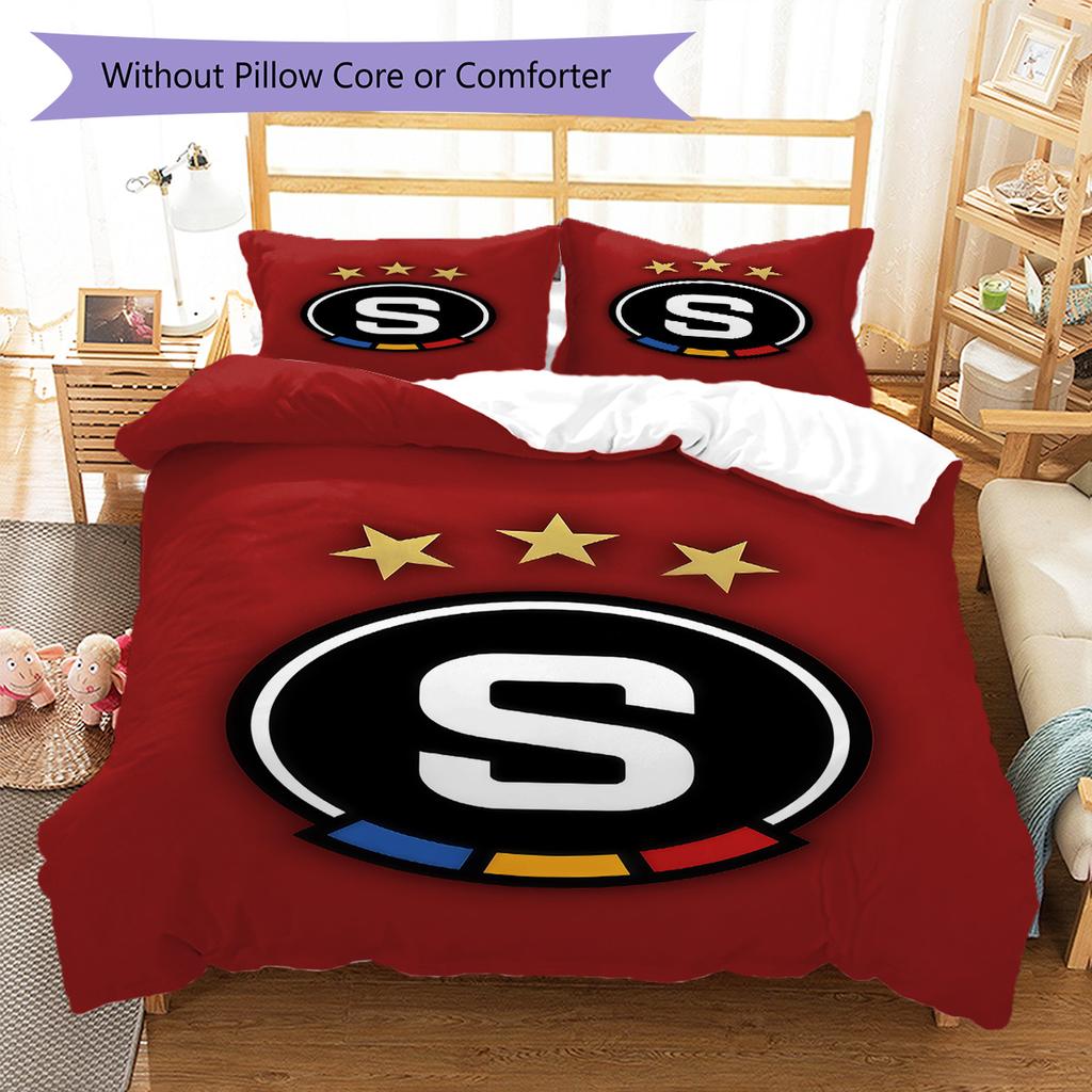 AC Sparta Prag Logo Bettwäsche Steppdecke Set Bettbezug Kissenbezug Heimdekoration Geburtstagsgeschenk (1 Bettbezug + 2 Kissenbezüge, ohne Füllung)