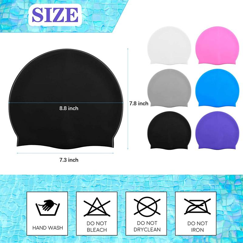 Gorro de natación para adultos, impermeable, de silicona elástica, para piscina, para cabello largo, grande, de látex.