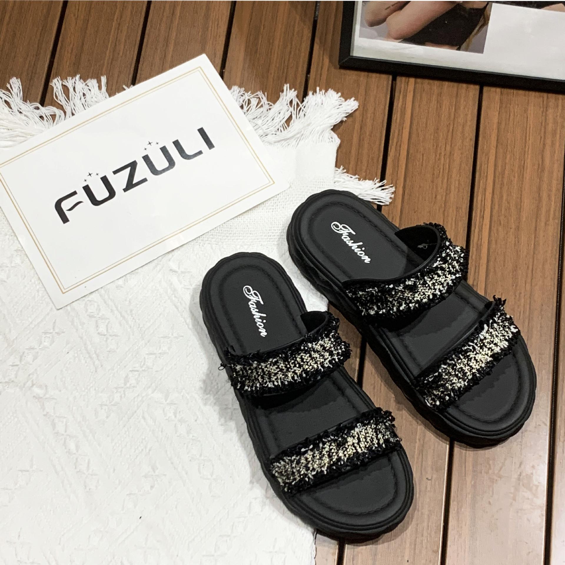 

Женские тапочки верхняя одежда лето новые повседневные односимвольные тапочки на плоской подошве домашние тапочки на плоской подошве крутые тапочки производитель 40 чёрный