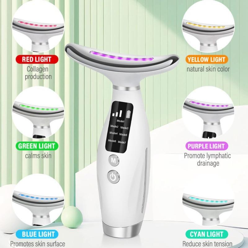 LED Light Therapy Device with Vibration for Neck and Face Skin Rejuvenation one size