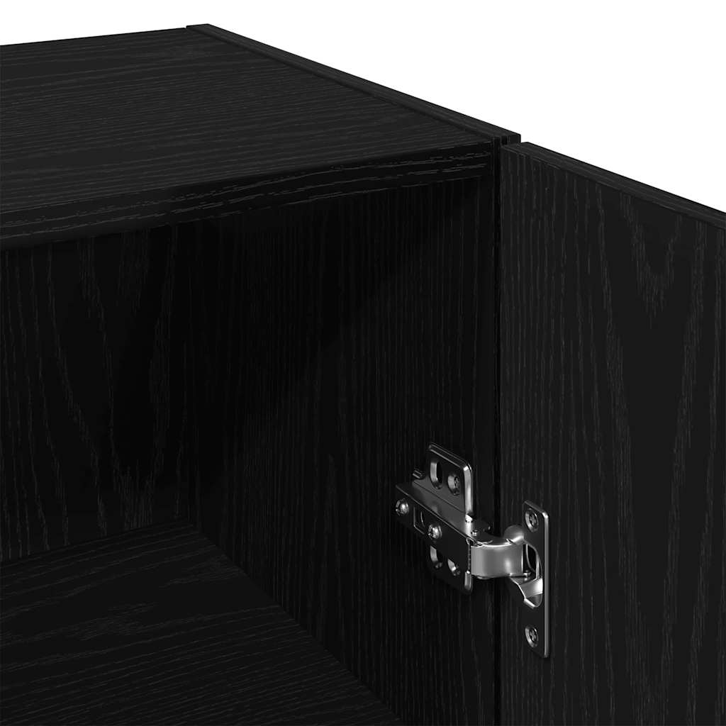 Wall Cabinet Black Oak 34.5 x 34 x 90 cm Engineered Wood