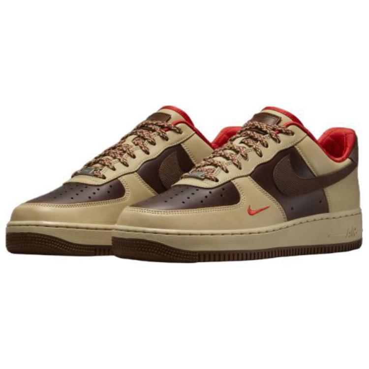 Nike Air Force 1 07 Light British Tan Cacao Wow Men Sneakers Brown Sesame Pecan-Red HQ3447-222