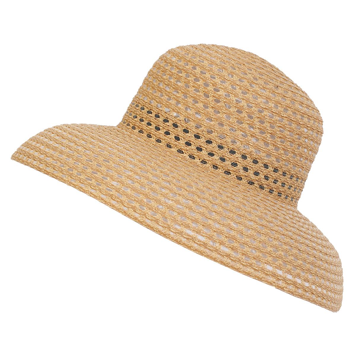 

Lampshade Hepburn wind mica light and thin hollow sun hat spring and summer big edge simple silhouette travel women s straw hat Adjustable (56-58cm) хаки