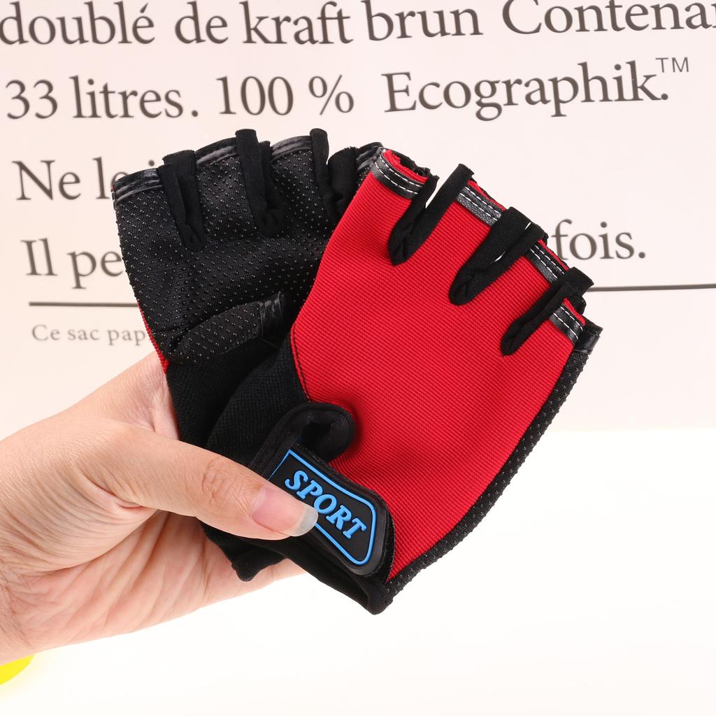 Children's Half-finger Gloves Students Outdoor Cycling Breathable Fashion Gloves Roller Skating Mountain Bike Bicycle Leaked Gloves