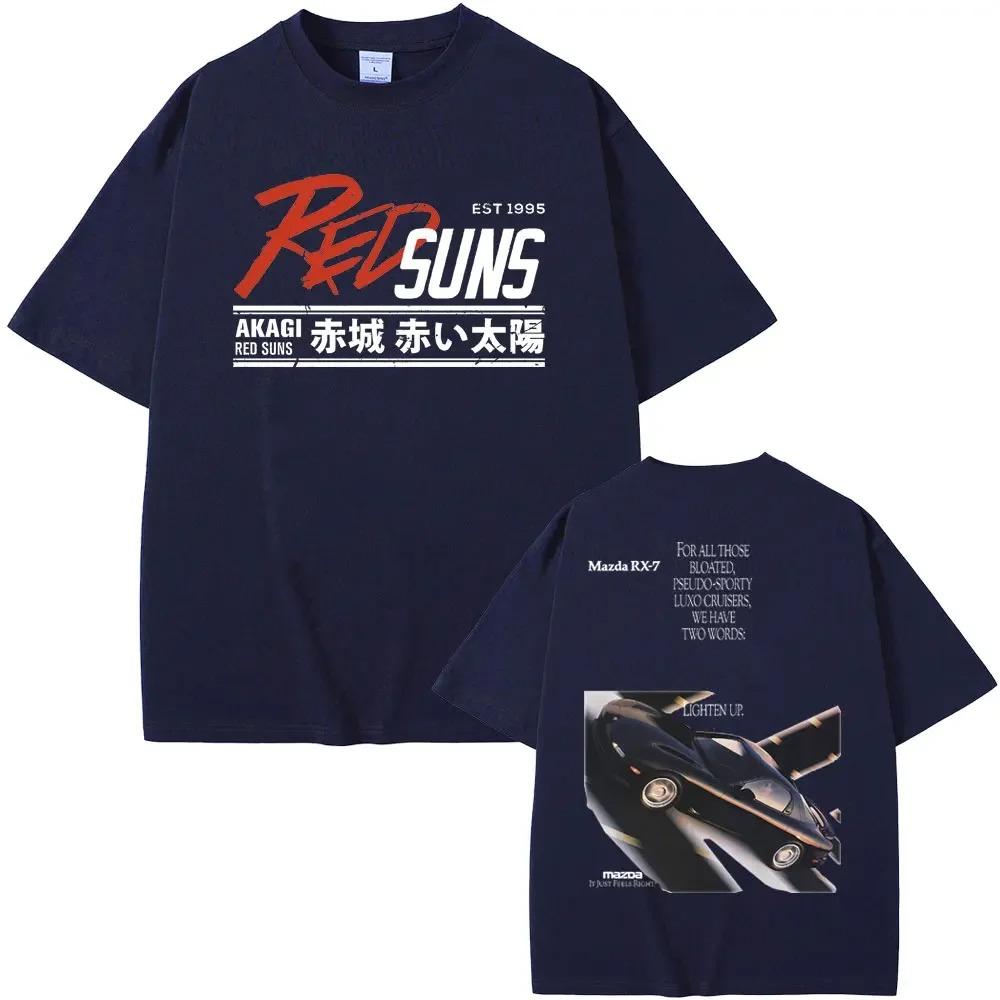 2024 Japanese Anime Drift Initial D Akagi RedSuns Printed Tshirt Manga Men T-shirts Skyline GTR JDM Racing Graphic T Shirt Tops