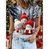 Christmas Gradient Reindeer 3D Print Pattern Women's T-shirt Fashion Christmas Party Round Neck Casual Holiday T-shirt Clothing