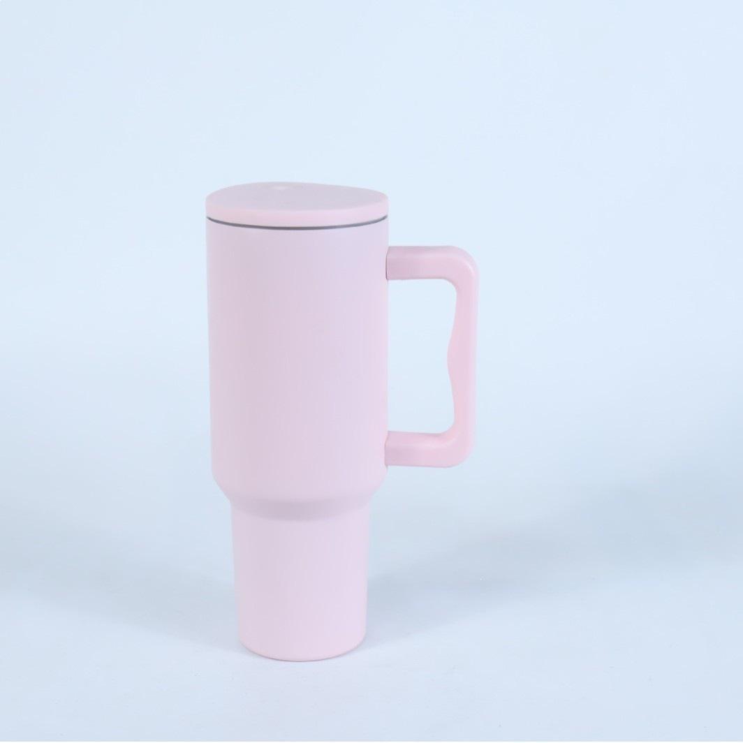 40oz Stainless Steel Ice Buster Cup with Handle, Double Wall Vacuum Insulated, Portable with Straw 40oz розовый