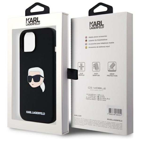 Karl Lagerfeld Klhmp15Sskhpplk Iphone 15 6.1 Czarny/Black Hardcase Silicone Karl Head Print Magsafe