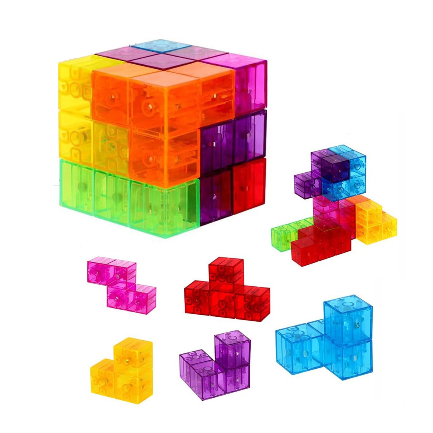 Cube Clear Educational Magnetic Block Magnetic Cube Puzzle, Toy, Toy, Assembly, Cube, Puzzle,