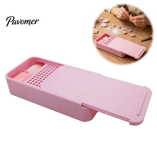 Pottery Anti-stick Tools Cornstarch Tapper Box for Polymer Clay, Powder Container with Clay Tool Case Removable Filter & Brush, Cutter Crafting