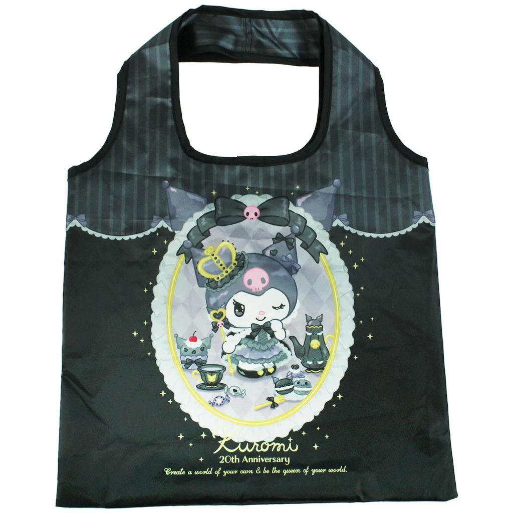 Yasuda Tsusho Sanrio Characters Kuromi 20th Anniversary Eco Bag with KU20th Satin Eco Bag H58 x Pouch, 6308, W45.5cm