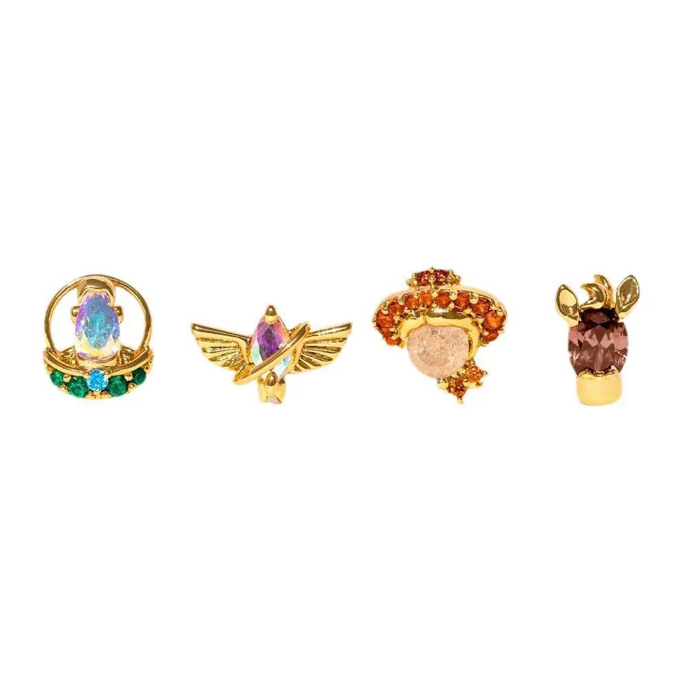 New Princess Earrings Set For Women Girl Fashion Vintage Colorful Zircon Stud Earring Jewelry Toys