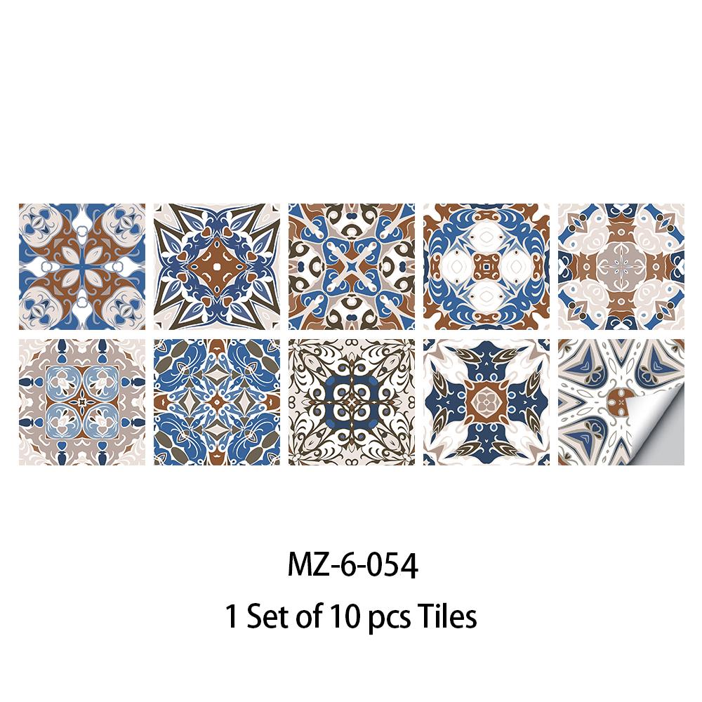 

10pcs Blue & Gray Matte Surface Wall Sticker Film For Tiles /Ground in Kitchen Backsplash Floor PVC Art Wallpaper Peel & Stick 20cmX20cmX10pcs