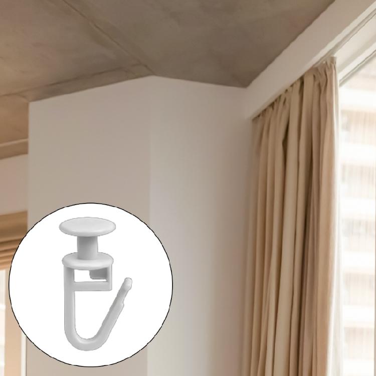 100Pcs Curtain Track Lockable Hook Curtain Gliders with 6Pcs Rails Stoppers for Window Curtain Rails Ceiling Gliders Set