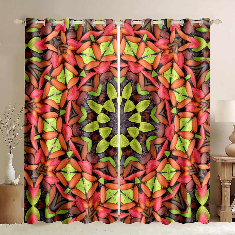 Mandala Barevný Závěs Balkónová Dělící Stěna Obývací Pokoj Ložnice Boho Hustý Zatemňovací Závěs Dveřní/Okenní Závěs Dekor(2Panely)