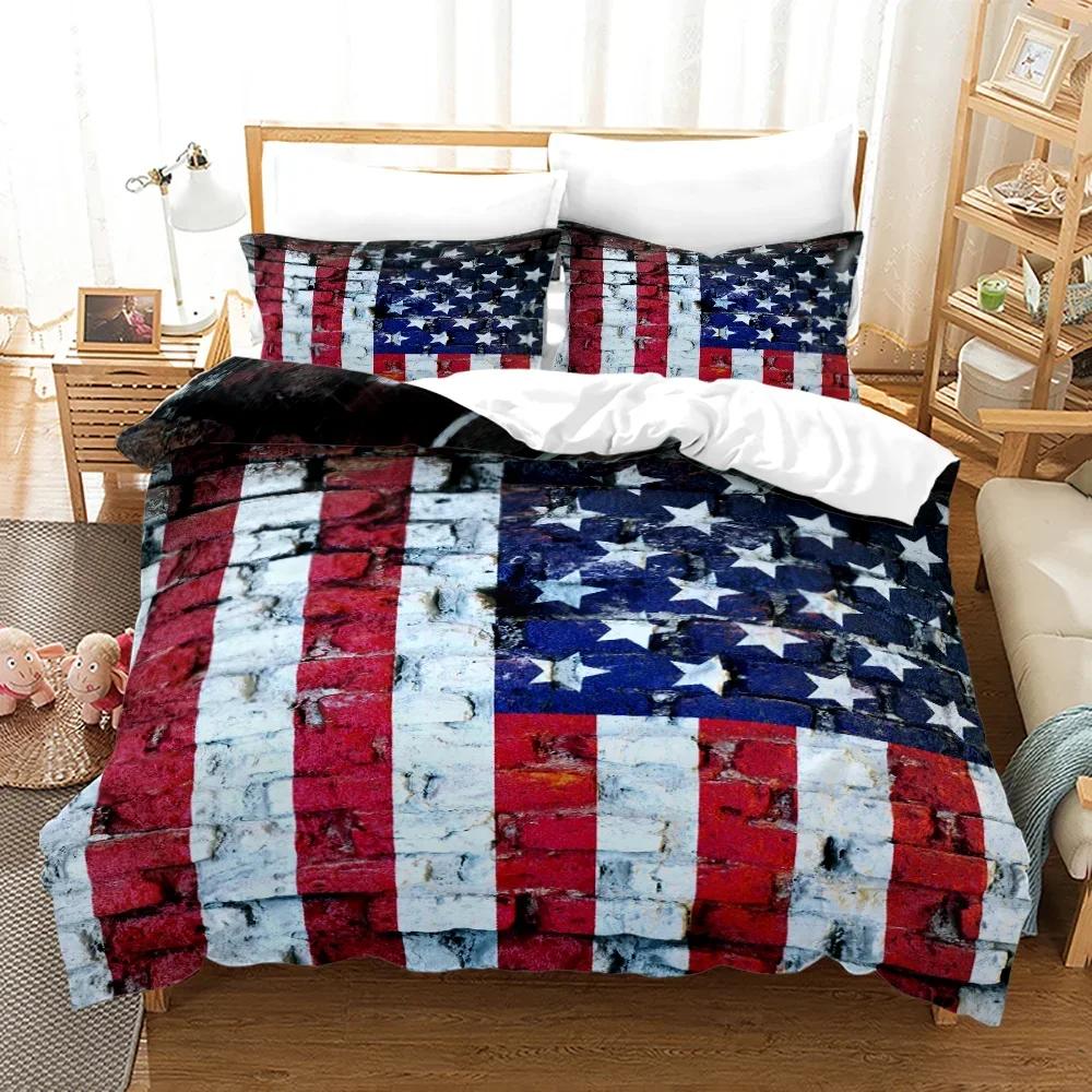 3D Print American Flag Fashion Bedding Set Double Twin King Duvet Cover Comforter Pillowcase Boys Girls Adults Bedroom