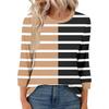 Women's Fashion Casual Seven Sleeve T-Shirt Print Round Neck Top