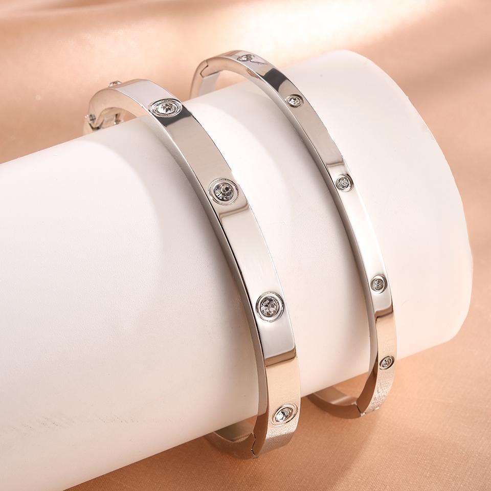 Minimalist Paslanmaz Çelik Bileklik Yuvarlak Zirkon Kakmalı Moda Takı Aksesuarı Gümüş veya Altın Günlük Kullanım Hediyeler İçin