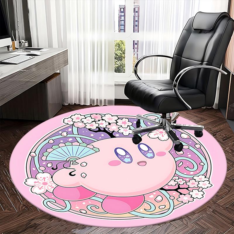 Chibi Kirby Chair Mat   Round Carpet for Home Decor, Office Use, Gift Idea   Suitable for Bedroom, Living Room, s0288b