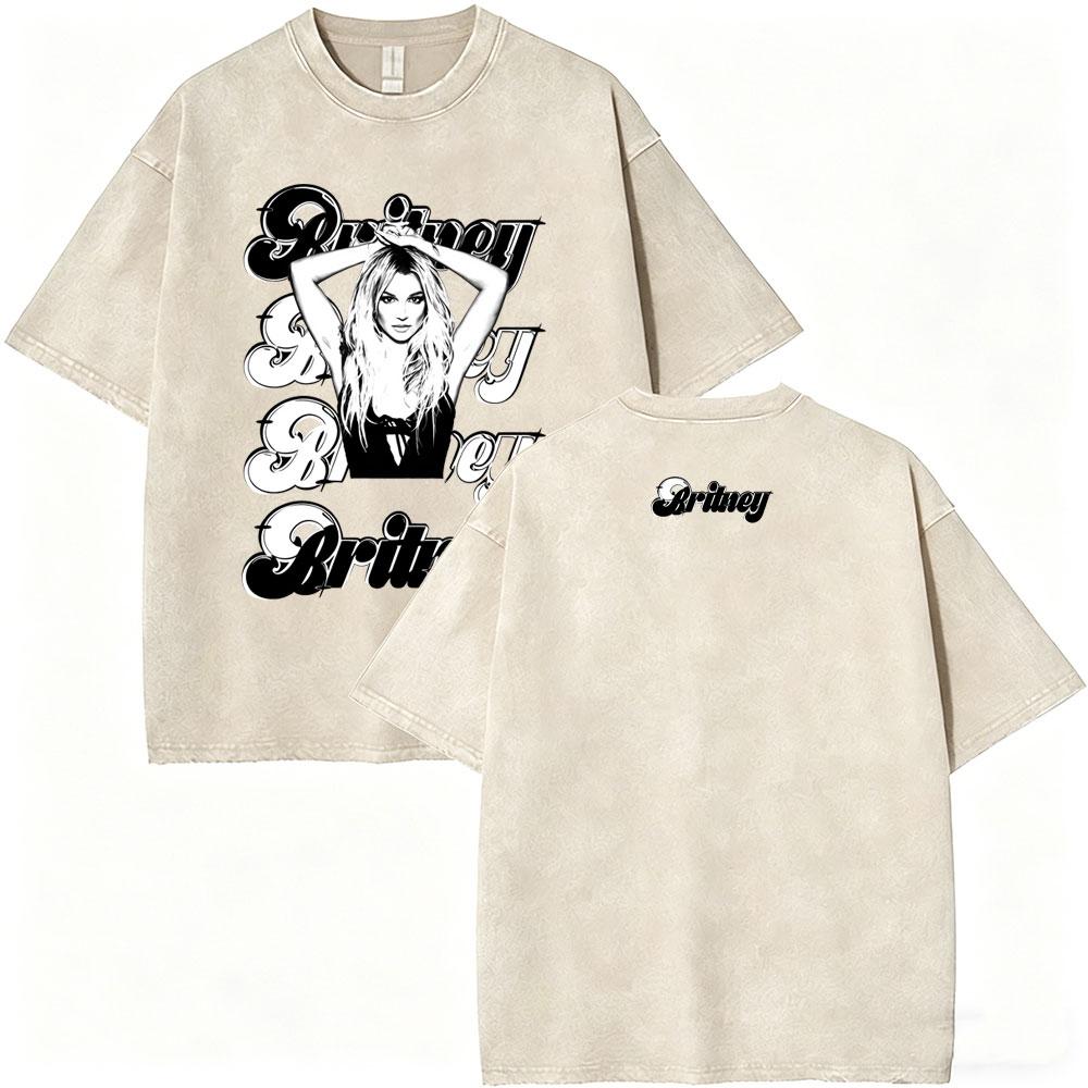 Washed Vintage Britney Spears Oops I Did It Again Graphic T Shirts Men Women Casual Oversized Short Sleeve Tshirts Streetwear