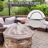 Fire Pit Spark Screen Round 27", Reinforced Heavy Duty Steel Metal Cover, Outdoor Firepit Lid, Easy-Opening Top Screen Covers Round with Ring Handle