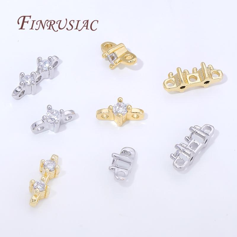 18K Gold Plated 2/3 Holes Spacer Bar,Brass with Zircon Beads Separators,Spacers For Bead DIY Jewelry Making Supplies Accessories