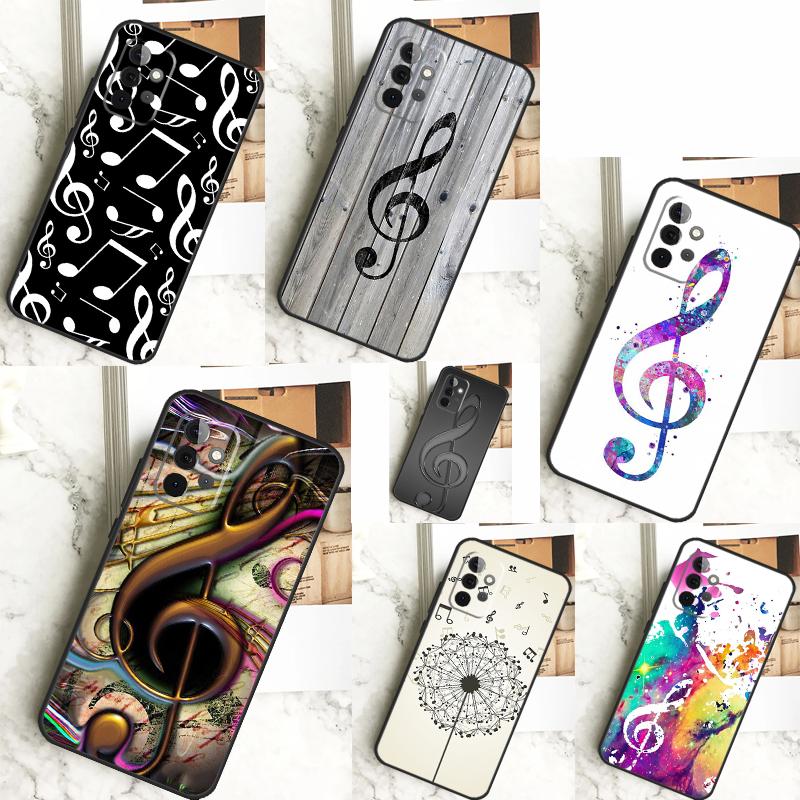 Treble Clef Music Note Case For Samsung Galaxy A55 A35 A15 A14 A34 A54 A73 A53 A33 A23 A13 A12 A32 A52 A51 Cover