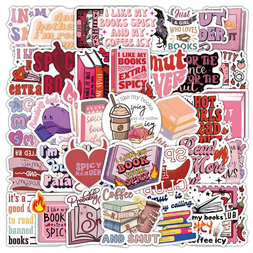 10 30 50Pcs Smut Pink Romance Bookish Book Reading Stickers Kindle Aesthetic Girls Decals Waterproof Diy Phone Laptop Diary