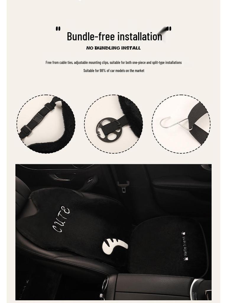 Cartoon Kitten Winter Plush Car Seat Cushion for Honda Civic, Haoying, XRV, Inspire, CRV