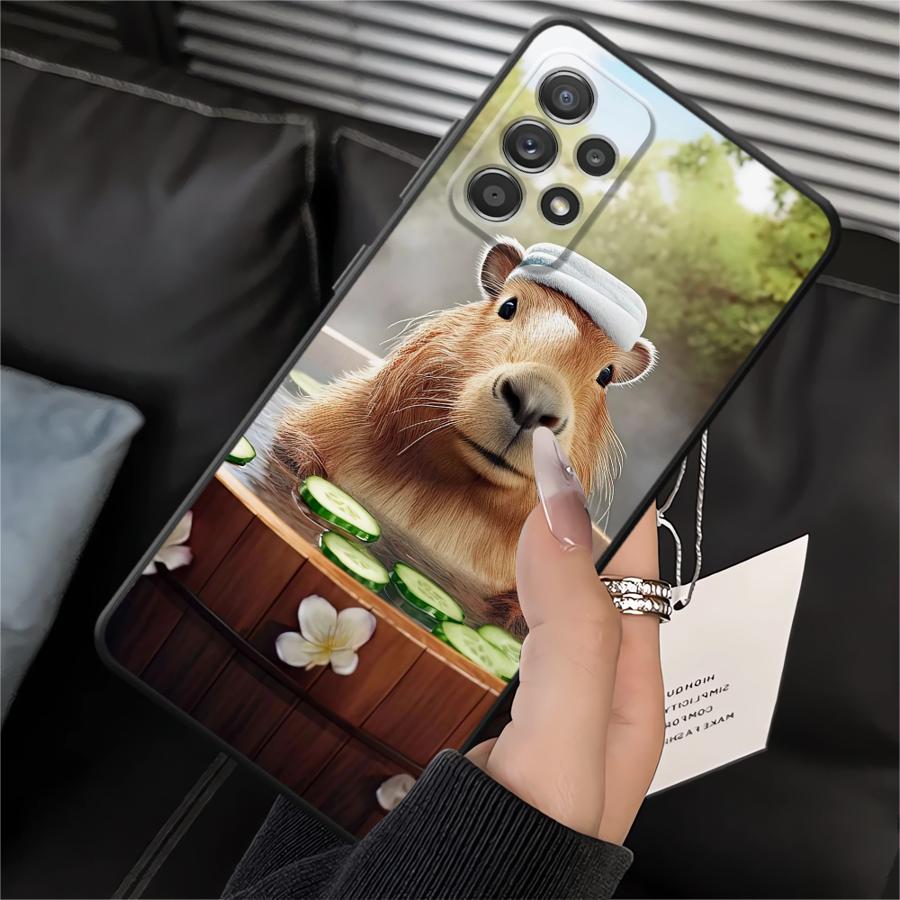 Case for Samsung Galaxy A06 A01 A02 A03 A50 A70 A05 A04 A30 A40 A10 A20 Note 20 Ultra 9 10 Soft Back Phone Cover Cute Capybara
