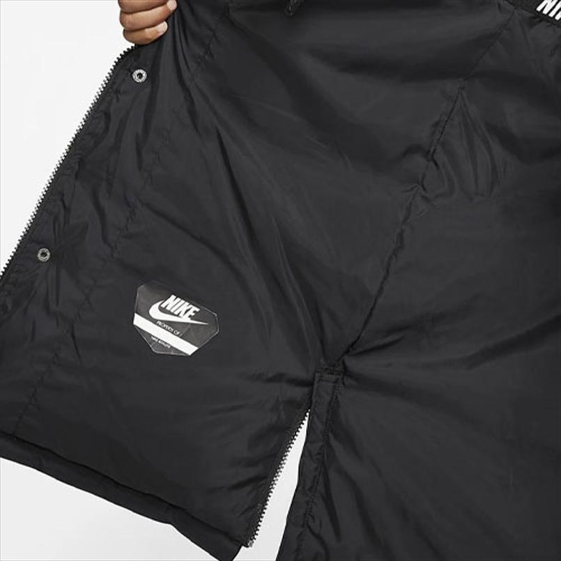 Nike Down-Fill Logo Printed Zipper Hooded Down Jacket Kids Outerwear Black CT0607-010