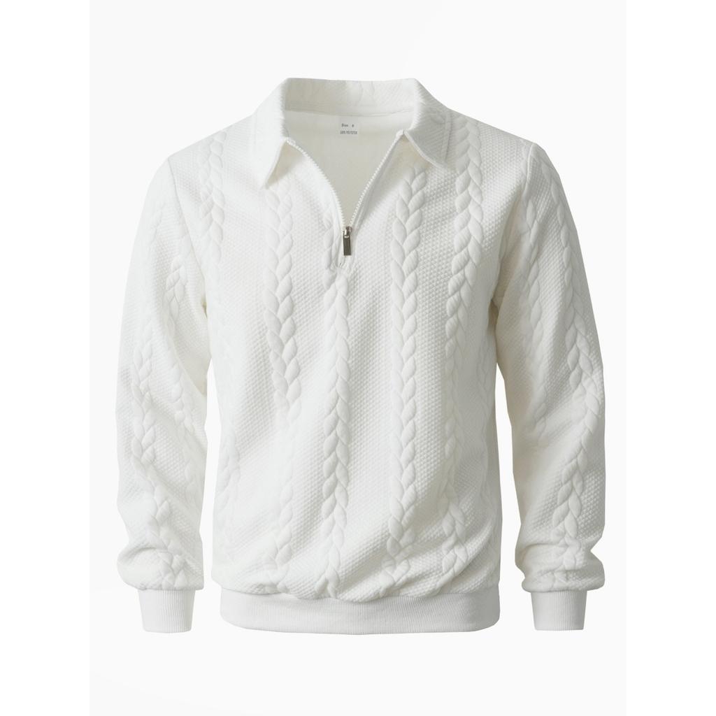Autumn and Winter Collar, Pullover, Half Open Collar, Zipper Hoodie, Jacquard, Casual Sports, Men's, Knitted Sweater