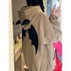 Zip Up Hoodie Women Loose Casual Long Sleeve Retro Embroidered Sweatshirt Autumn Winter Couple Fashion Devil Gothic