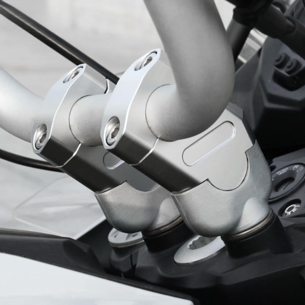 22mm Handlebar Risers Handlebar Motorcycle Handlebar Post Setback Spacer Universal [Raises Position] Kit, (Silver)