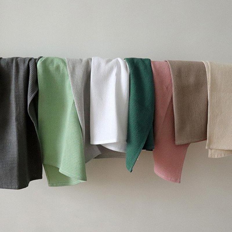Absorbent Square Cotton Kitchen Towel Textured Dish Drying Cloth For Home Dining Use