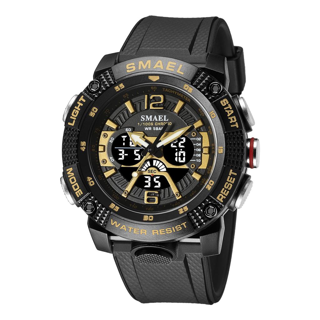 SMAEL Casual Waterproof Watch Digital Dual Display Outdoor Sports Multi-functional Glow-in-the-dark Men's Watch