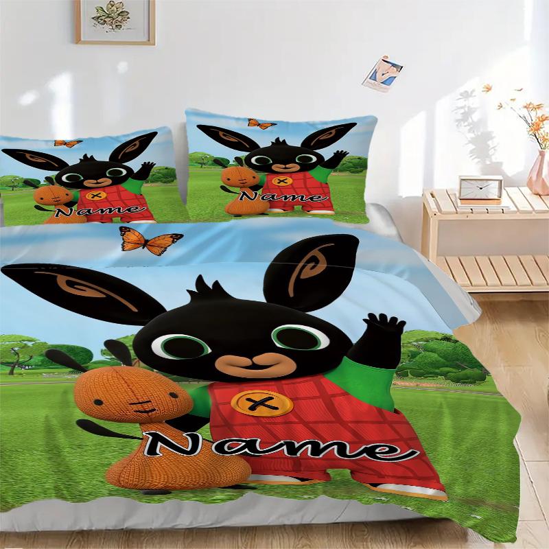 Custom Textile Bunny Friends Bedding 3 Piece Set HD Print Duvet Cover Pillowcases for Teens Adult Bedroom Decoration
