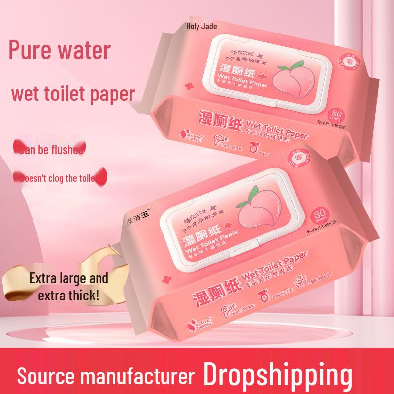 Flushable Family Value Pack: 80 Large Women's Toilet Wet Wipes