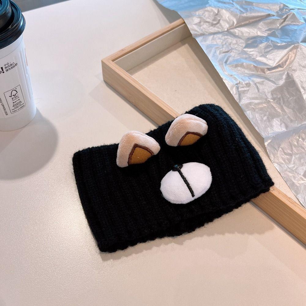 Warm Elastic Cute Wool Knitting Turban Wide Headwrap Women Hair Band Bear Headband Hair Accessories